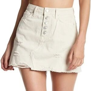 We The Free Deconstructed Distressed Mini Skirt in Worn White Size 28